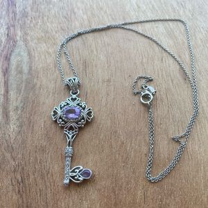 Vintage Style Amethyst Key Necklace